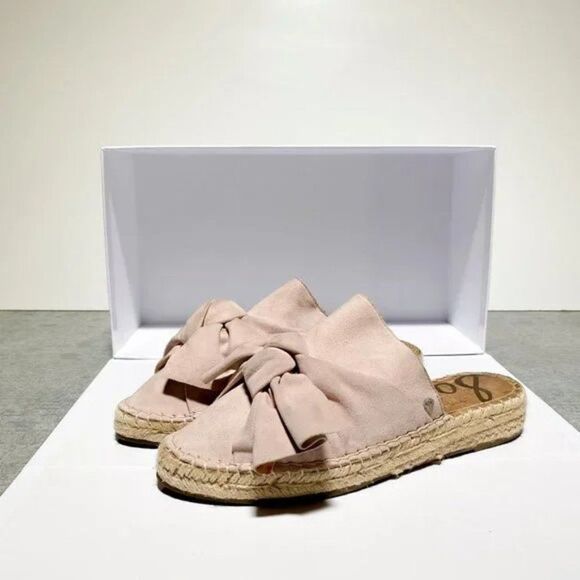 Edelman Faded Pink Bow Tie Slip-On Sandals Size 8 - Picture 1 of 5